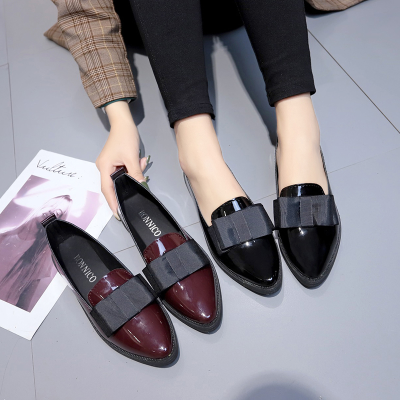 Summer Clothing Styles - Black/ Wine Red Patent Leather Pointed