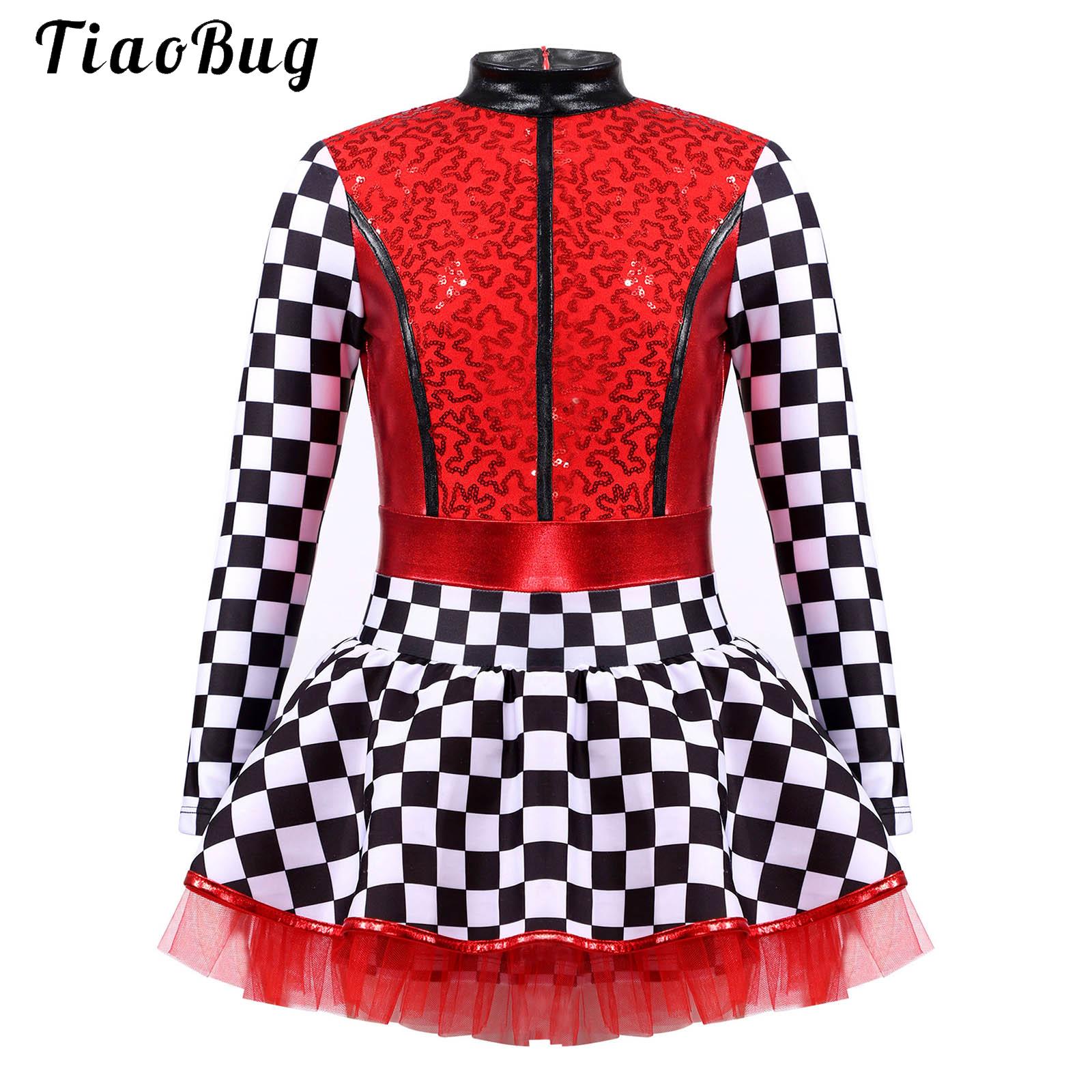 Summer Clothing For Kids Girls - Girls Checkerboard Racer Driver Cosplay Dress
