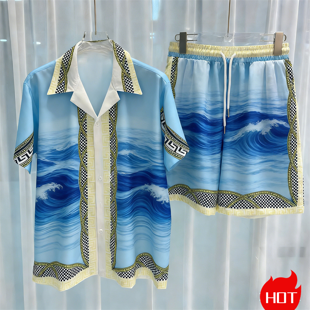 Summer Clothing Vacation - Summer Men's Shirt Sets Plants Pattern