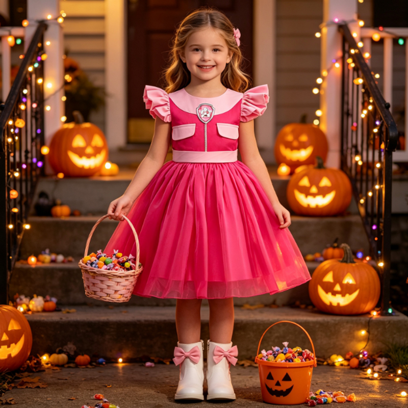 Summer Clothing For Kids Girls - Kids Paw Dog Costume Pink Princess