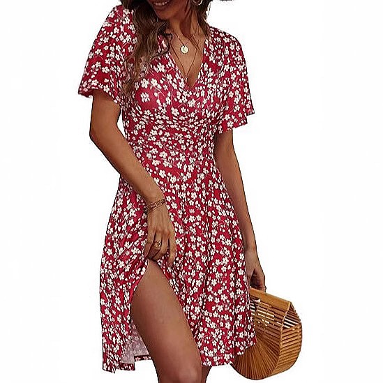 Women's Sleeveless Floral Wrap - Sundress Midi Floral recension och pris