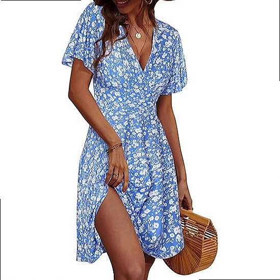 Women's Sleeveless Floral Wrap - Sundress Midi Floral recension och pris