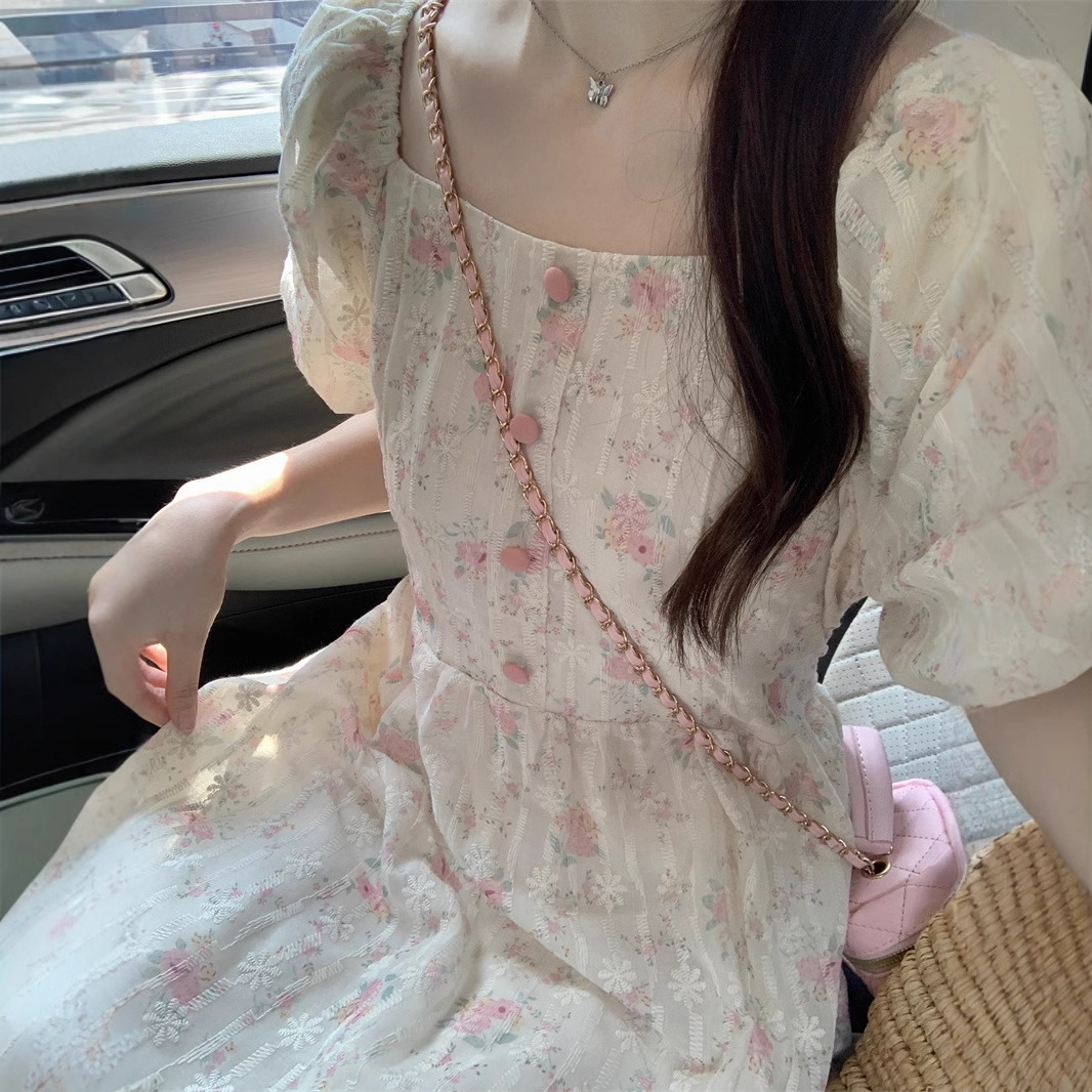 Floral Print Midi Dress, Squar - Sundress Midi Floral recension och pris