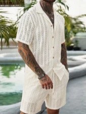 Men Crochet Knit 2 Piece Set L - Summer Clothing Vacation recension och pris