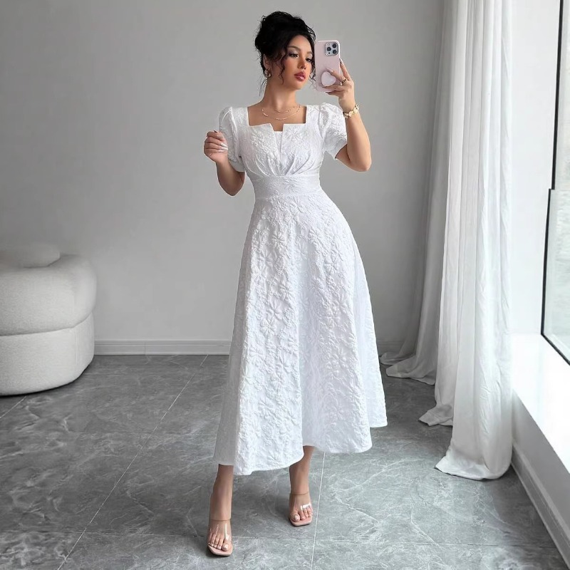 Women White Embossed Floral Mi - Sundress Midi Floral recension och pris