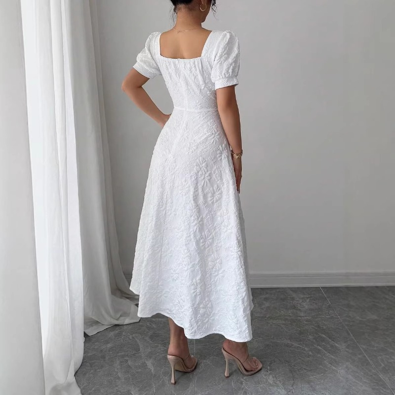Women White Embossed Floral Mi - Sundress Midi Floral recension och pris