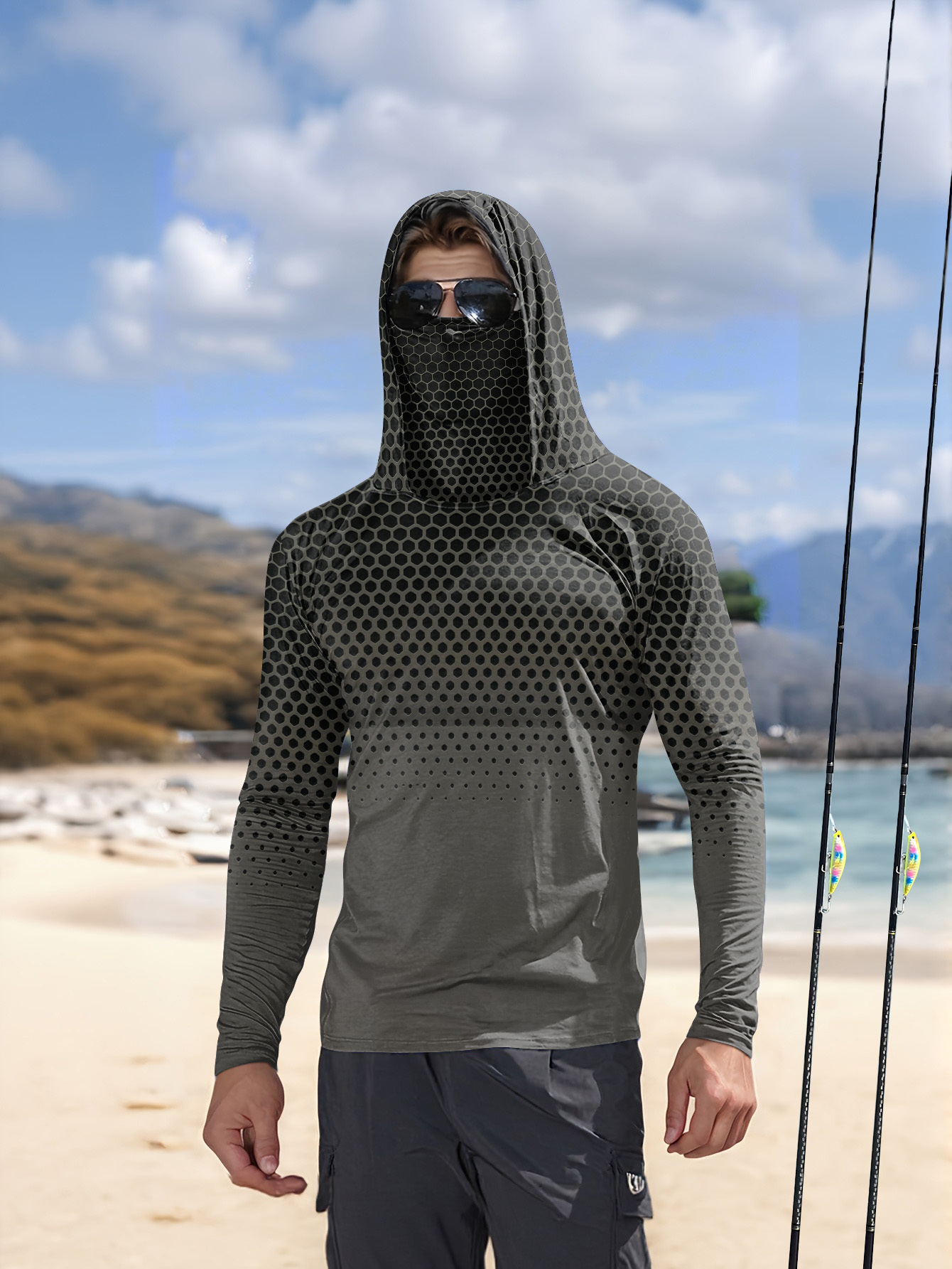 Men Hood Fishing Shirt long sl - Summer Clothing Usa recension och pris
