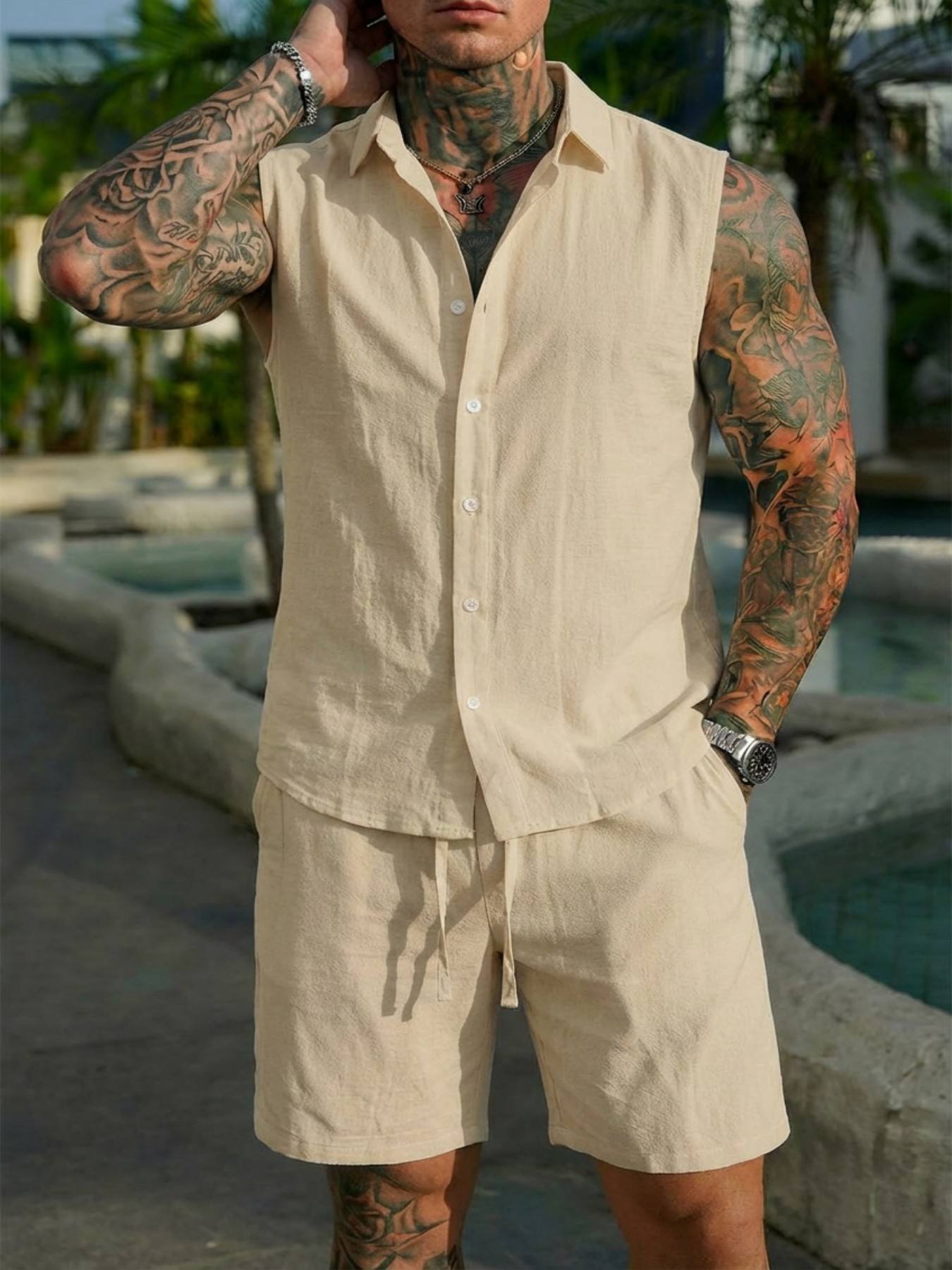 Summer Linen Shirt Set for Men - Summer Clothing Men Linen recension och pris