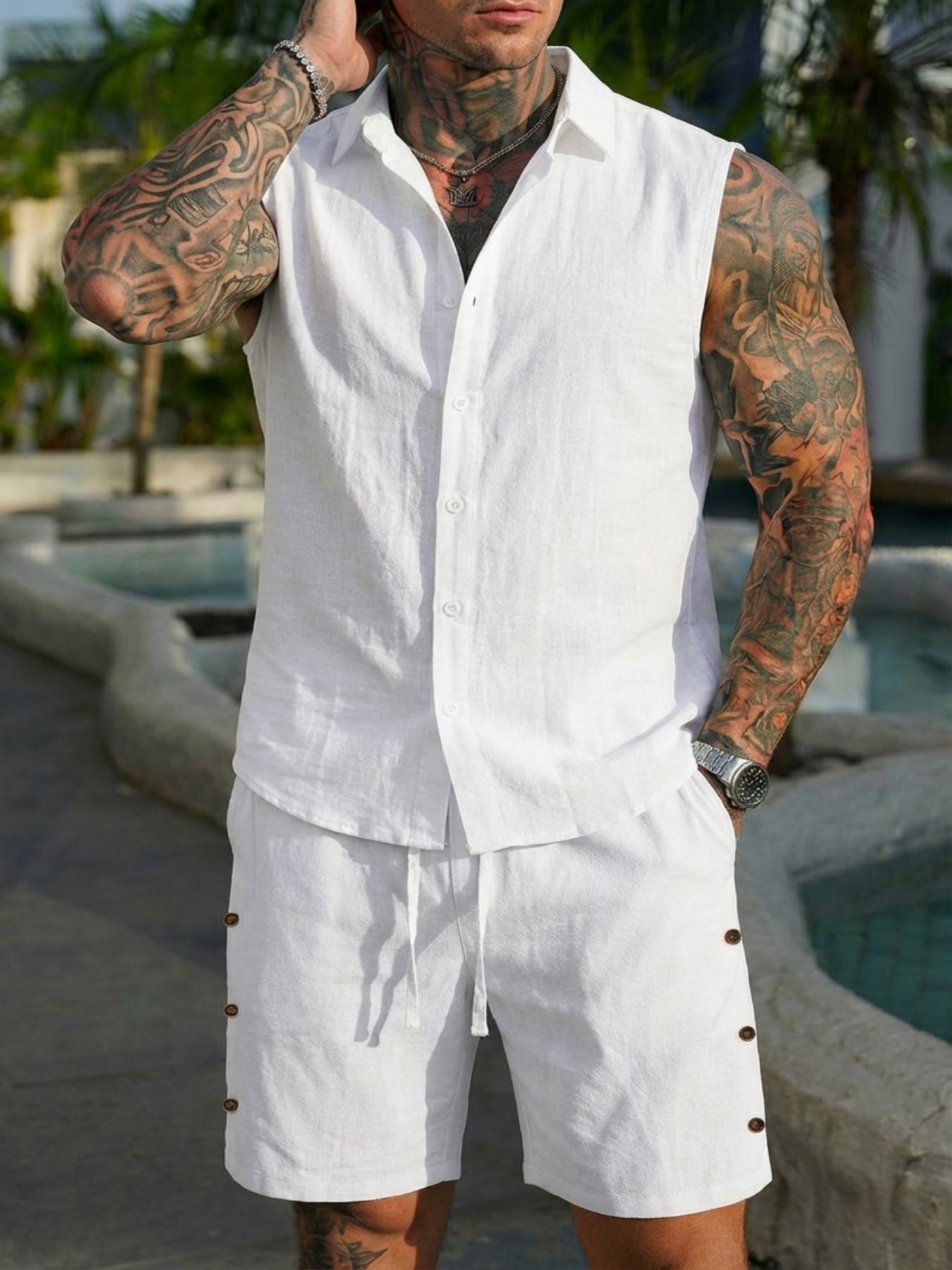Summer Linen Shirt Set for Men - Summer Clothing Men Linen recension och pris