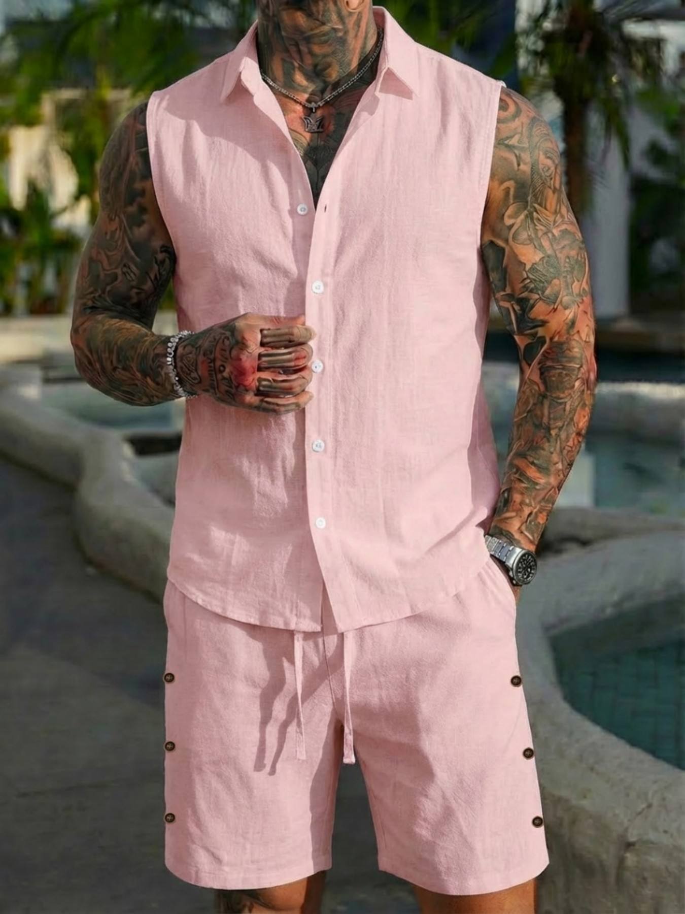 Summer Linen Shirt Set for Men - Summer Clothing Men Linen recension och pris