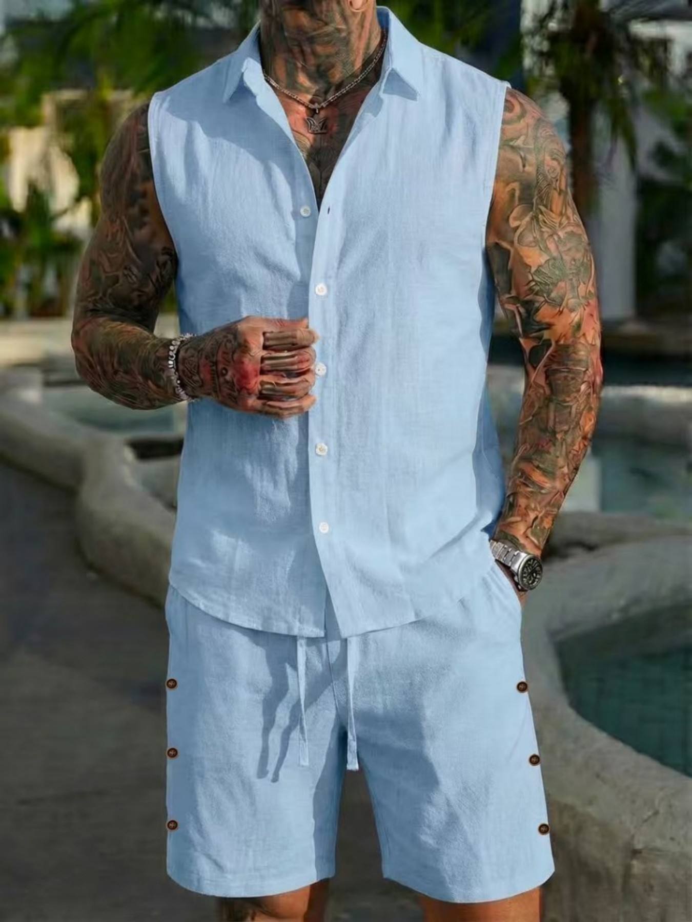 Summer Linen Shirt Set for Men - Summer Clothing Men Linen recension och pris