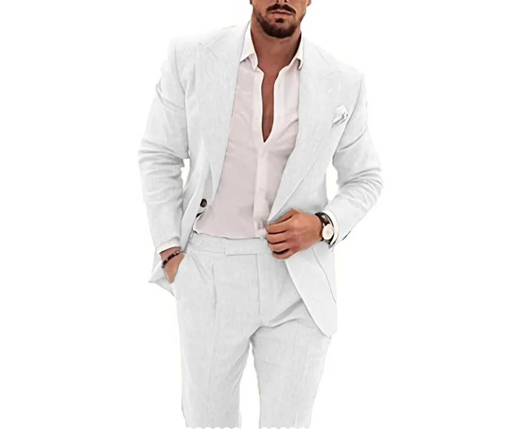 Casual Men's Flax Suits 2 Piec - Summer Clothing Men Linen recension och pris