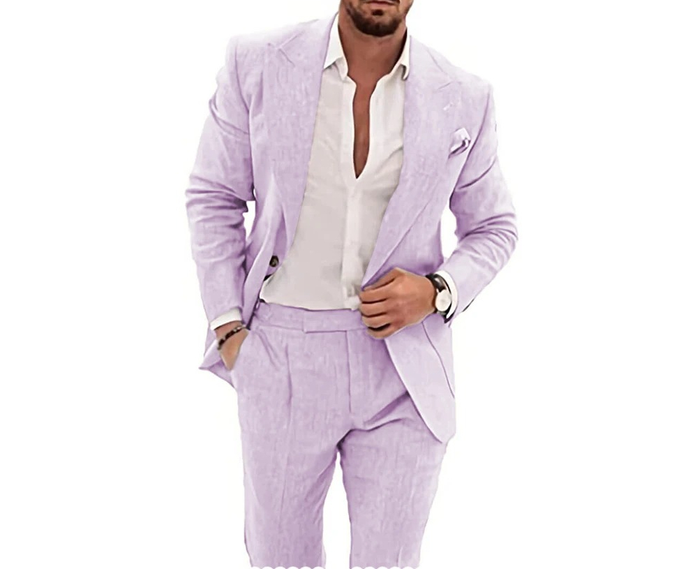 Casual Men's Flax Suits 2 Piec - Summer Clothing Men Linen recension och pris