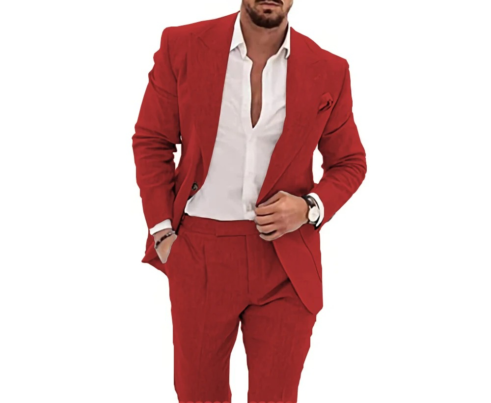 Casual Men's Flax Suits 2 Piec - Summer Clothing Men Linen recension och pris