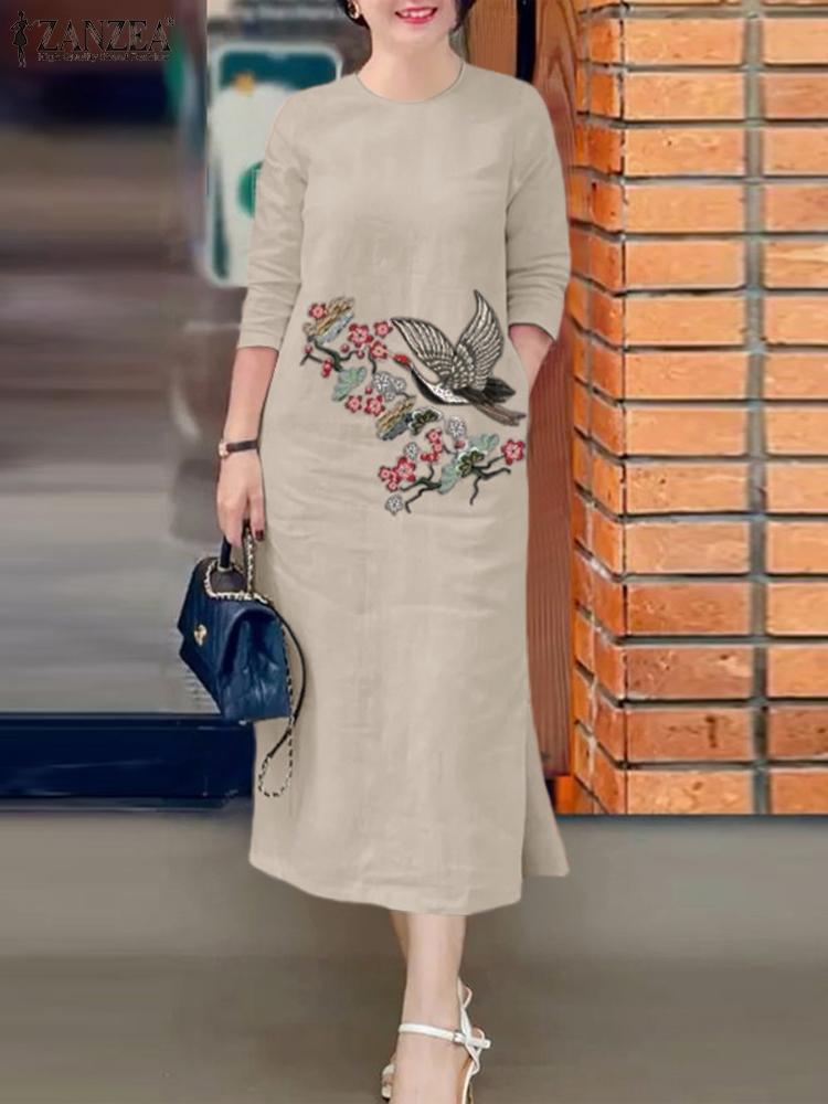 ZANZEA Women Vintage Embroider - Sundress Midi Floral recension och pris