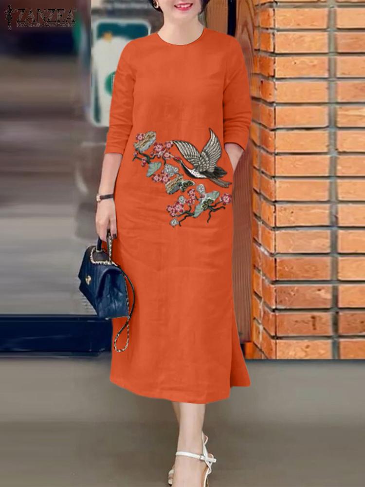 ZANZEA Women Vintage Embroider - Sundress Midi Floral recension och pris