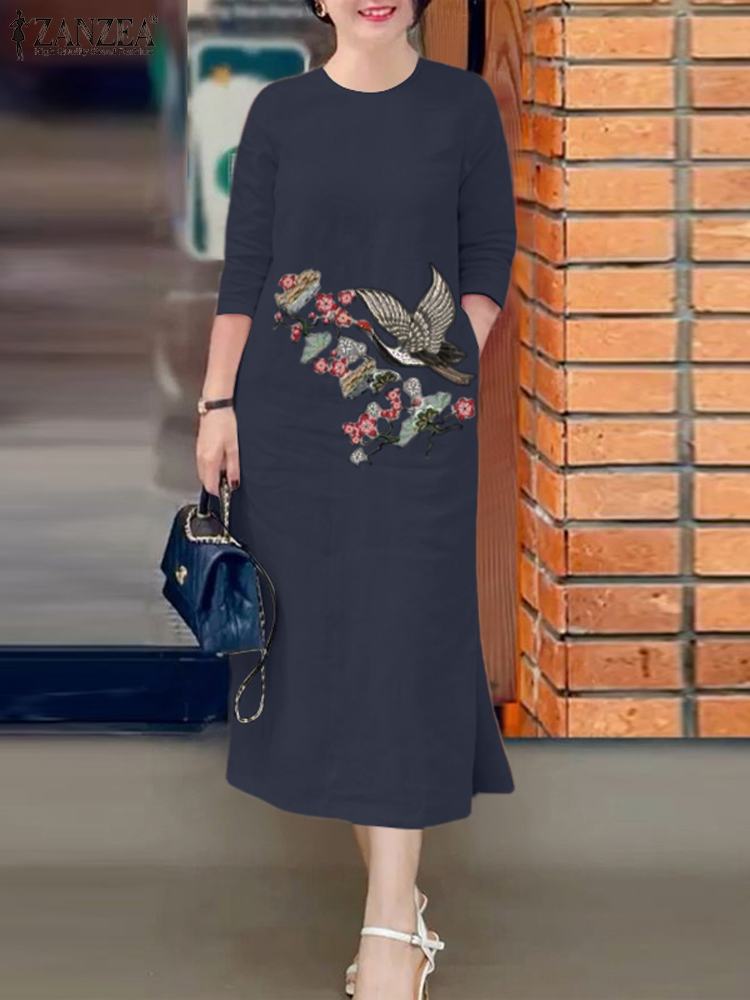 ZANZEA Women Vintage Embroider - Sundress Midi Floral recension och pris