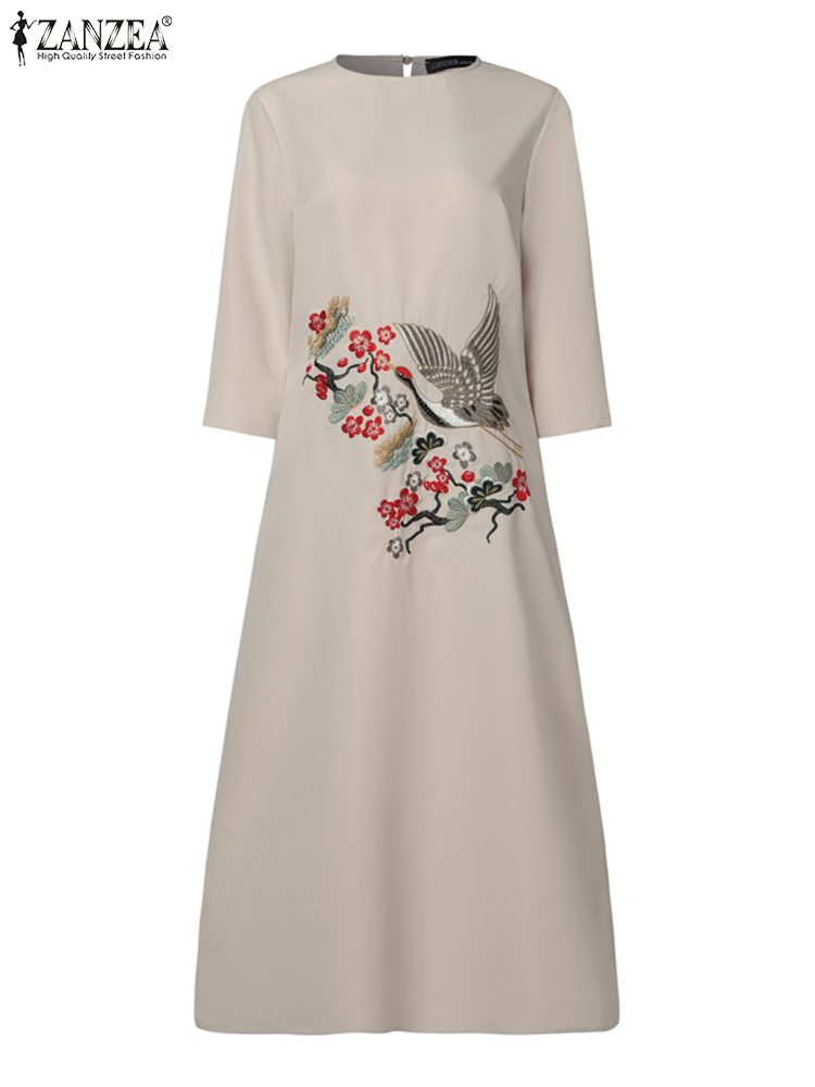 ZANZEA Women Vintage Embroider - Sundress Midi Floral recension och pris