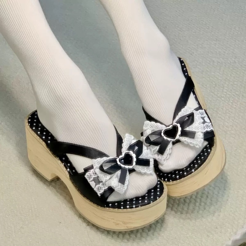 Sweet Bow Wood Grain Thick Bot - Summer Clothing Styles recension och pris