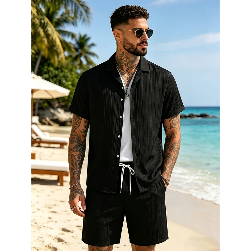 2Men's Summer Casual Suit Set， - Summer Clothing Vacation recension och pris