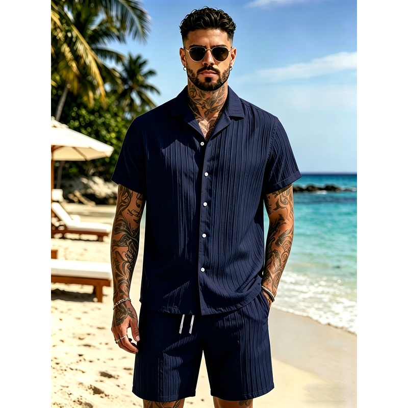 2Men's Summer Casual Suit Set， - Summer Clothing Vacation recension och pris