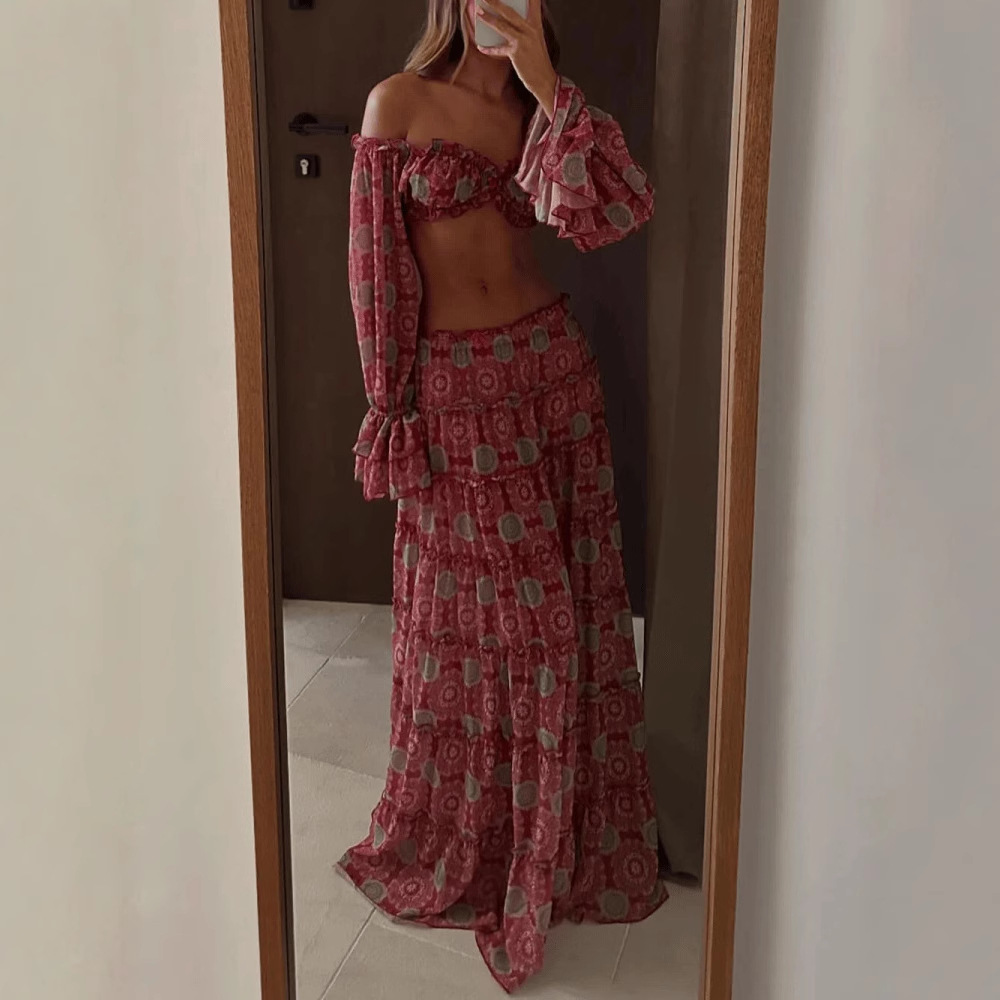 Vintage Print Skirt Two Piece  - Summer Clothing Vacation recension och pris