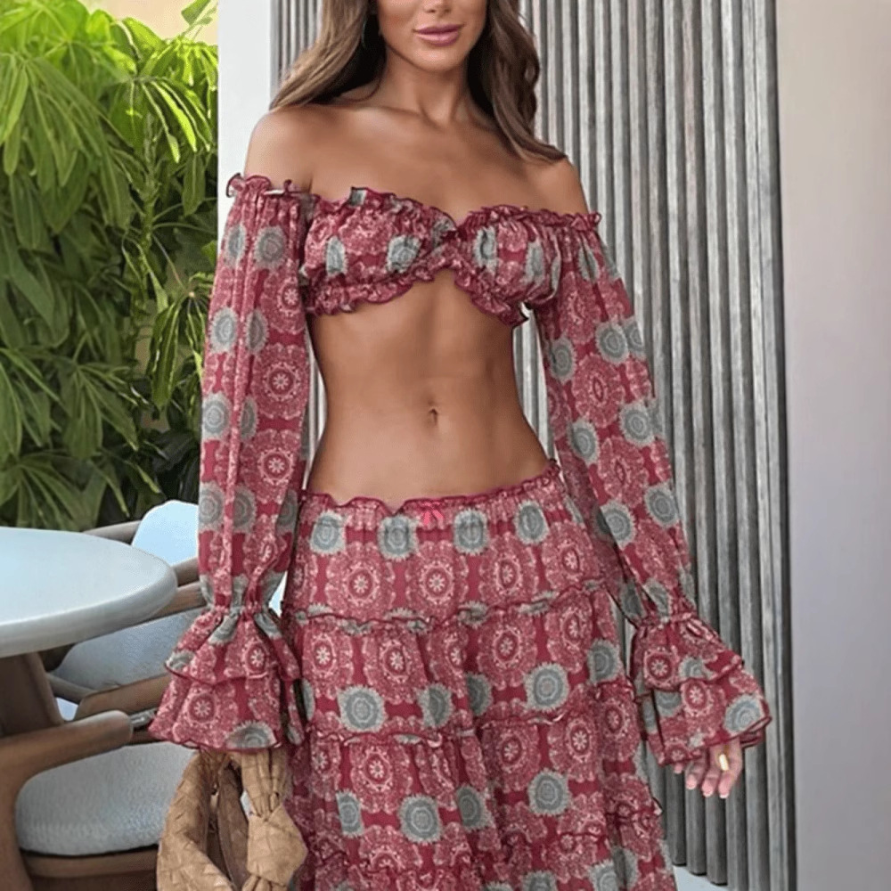 Vintage Print Skirt Two Piece  - Summer Clothing Vacation recension och pris