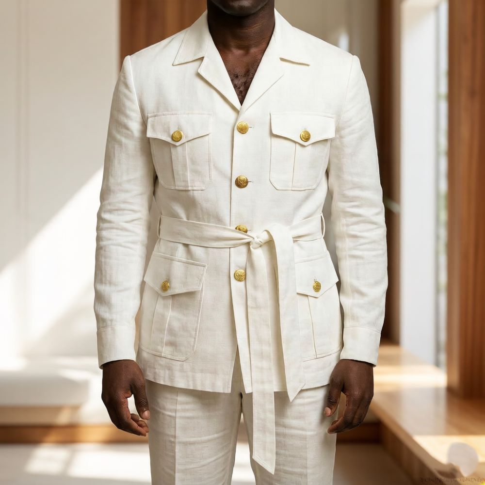 Mens Off White Linen Safari Su - Summer Clothing Men Linen recension och pris