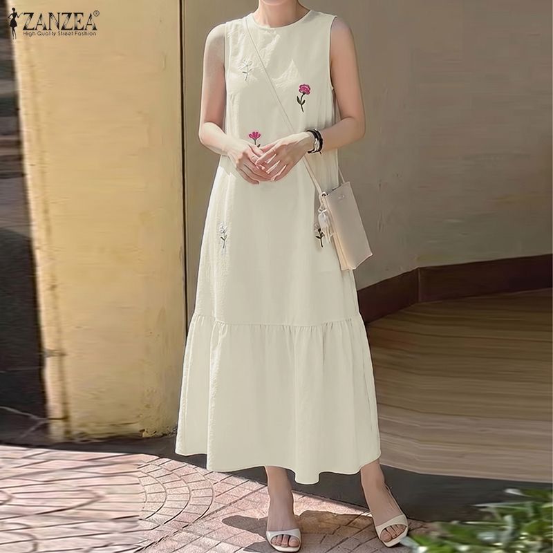 Women Casual O Neck Sleeveless - Sundress Midi Floral recension och pris