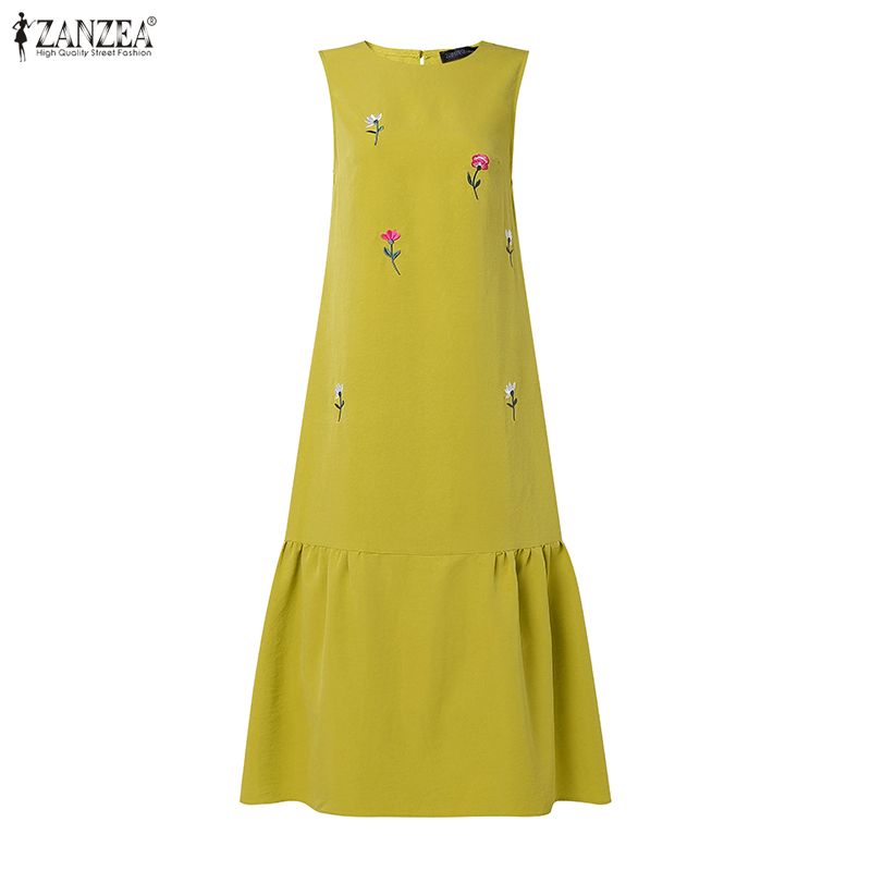 Women Casual O Neck Sleeveless - Sundress Midi Floral recension och pris