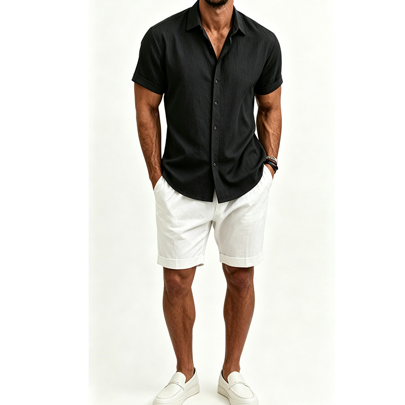 Men's  Cotton Linen Shirt Set  - Summer Clothing Men Linen recension och pris