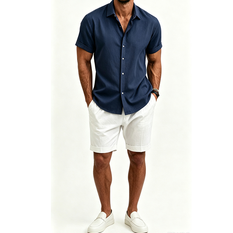 Men's  Cotton Linen Shirt Set  - Summer Clothing Men Linen recension och pris