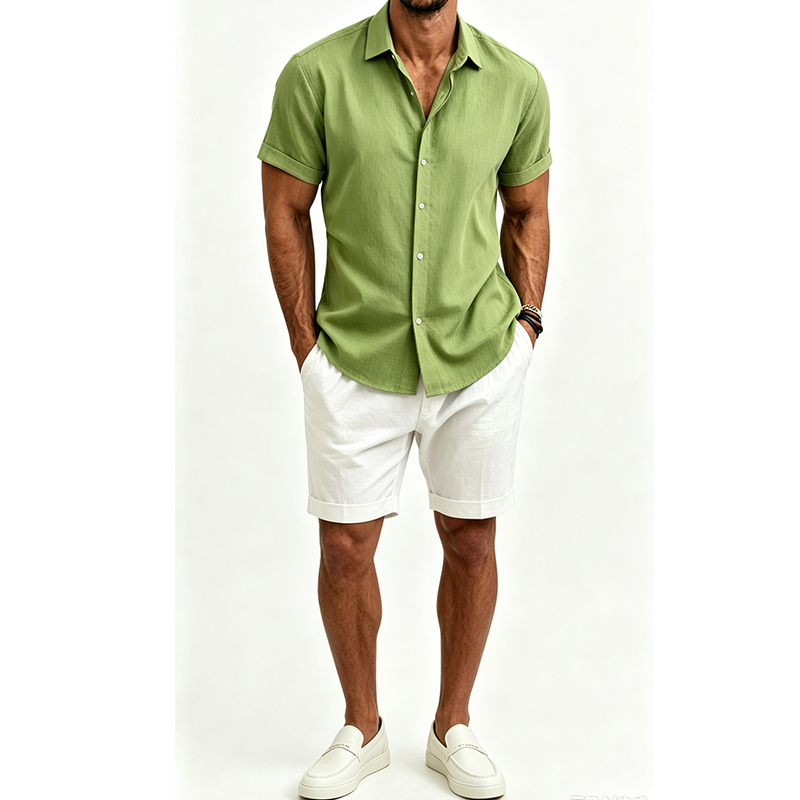 Men's  Cotton Linen Shirt Set  - Summer Clothing Men Linen recension och pris