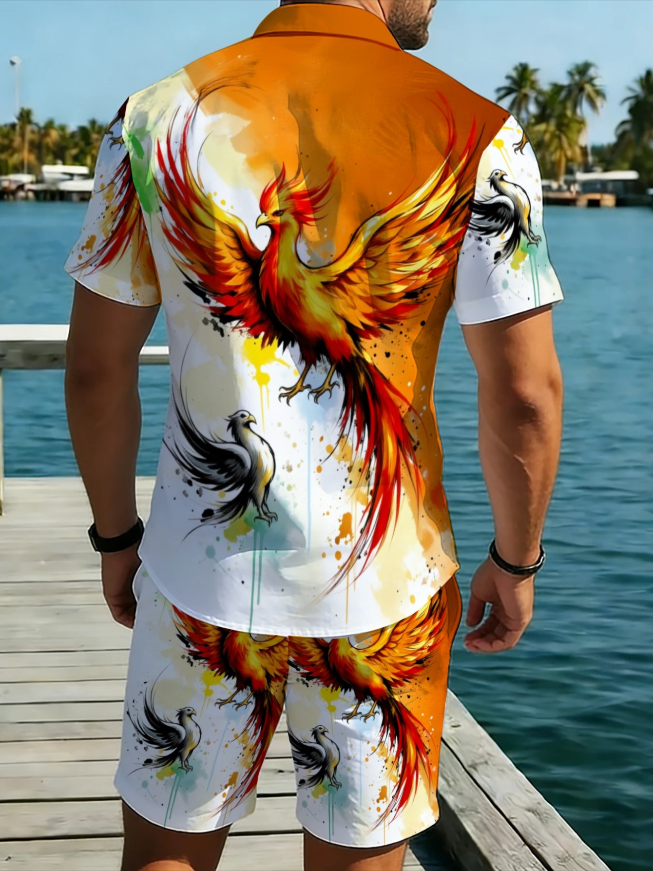 Oriental Phoenix Pattern Men S - Summer Clothing Vacation recension och pris