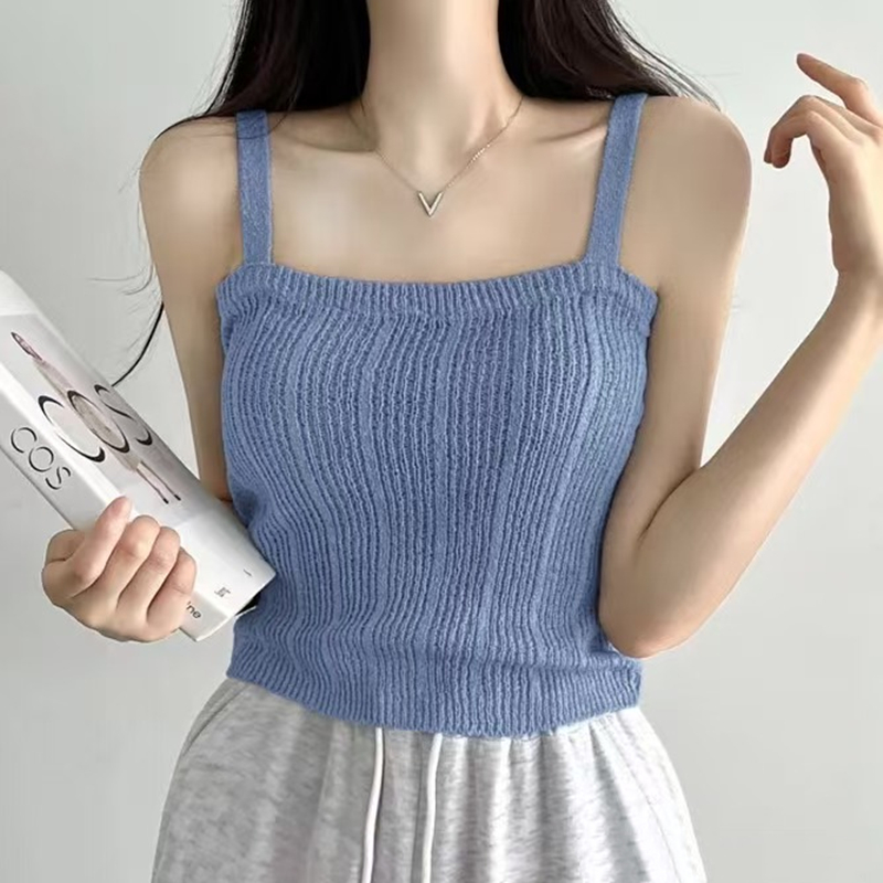Knitted Cami Top for Women Tee - Summer Clothing Teens recension och pris