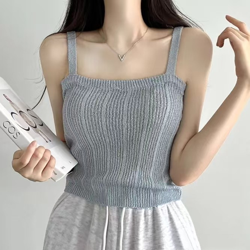 Knitted Cami Top for Women Tee - Summer Clothing Teens recension och pris