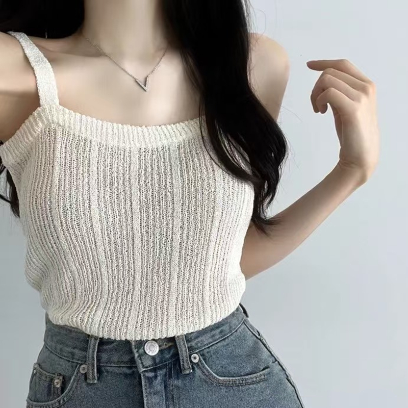 Knitted Cami Top for Women Tee - Summer Clothing Teens recension och pris