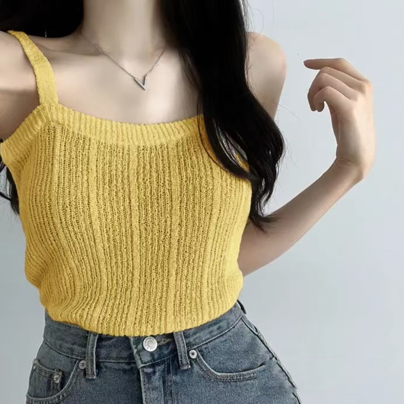 Knitted Cami Top for Women Tee - Summer Clothing Teens recension och pris