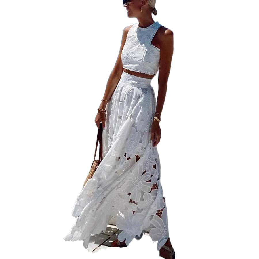 Women's White Floral Lace Embr - Summer Clothing Vacation recension och pris