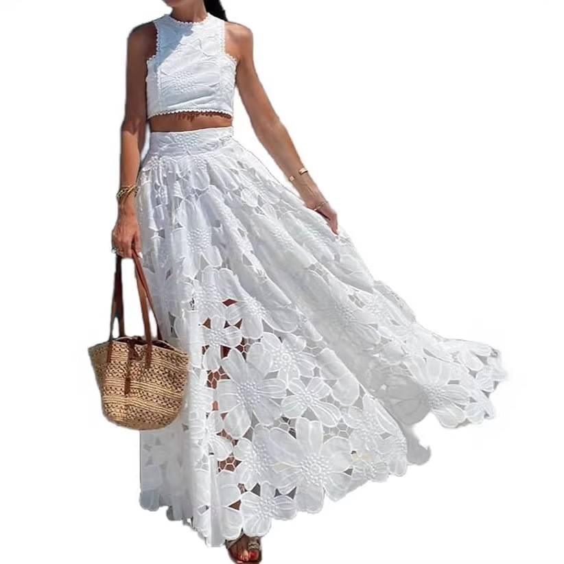 Women's White Floral Lace Embr - Summer Clothing Vacation recension och pris